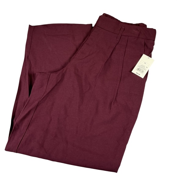 a new day Pants - A New Day Burgundy Dress Pants Womens 12 High Rise Pleated Work Office Core